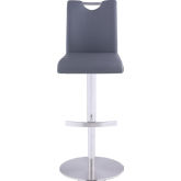 1715 Handle Back Adj. Stool in Brushed Stainless & Gray Leatherette